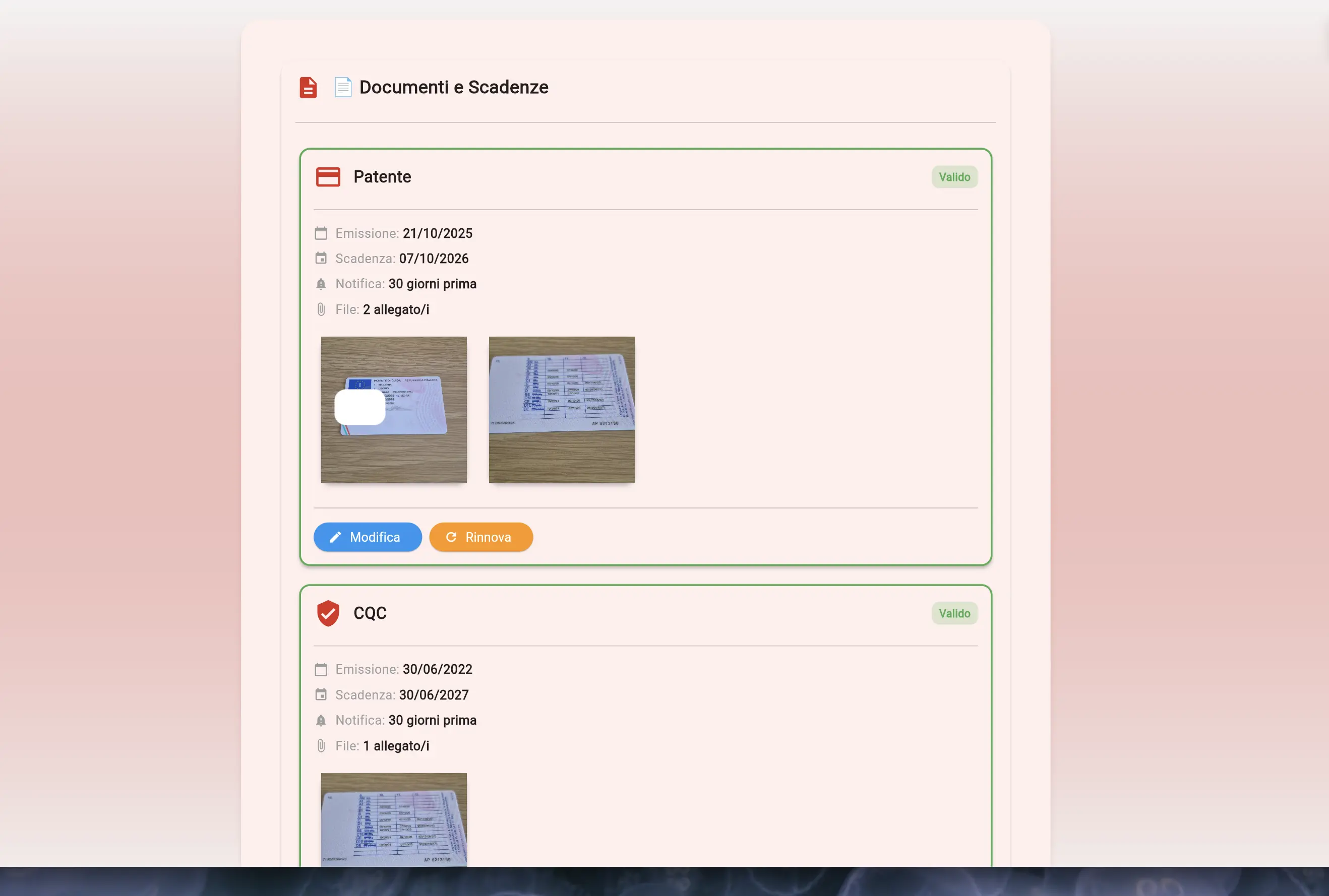 Flotta 360 — documenti autista